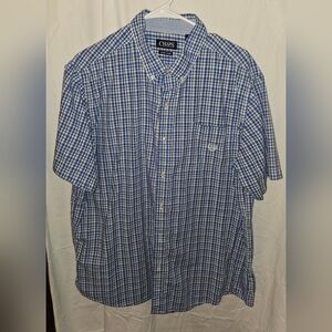 Chaps Men's Blue Checkered Shirt, Easy Care, Size XL.